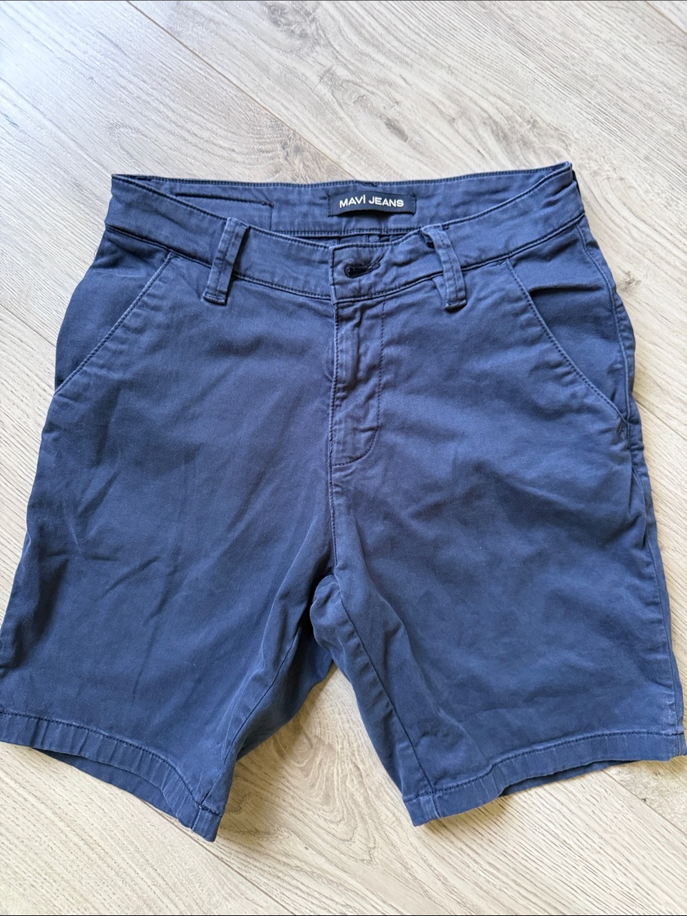Mavi Men's Dark Blue Flat Front Cotton Shorts